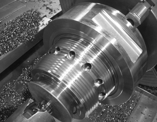 Threaded RC Drill Pipe being machined